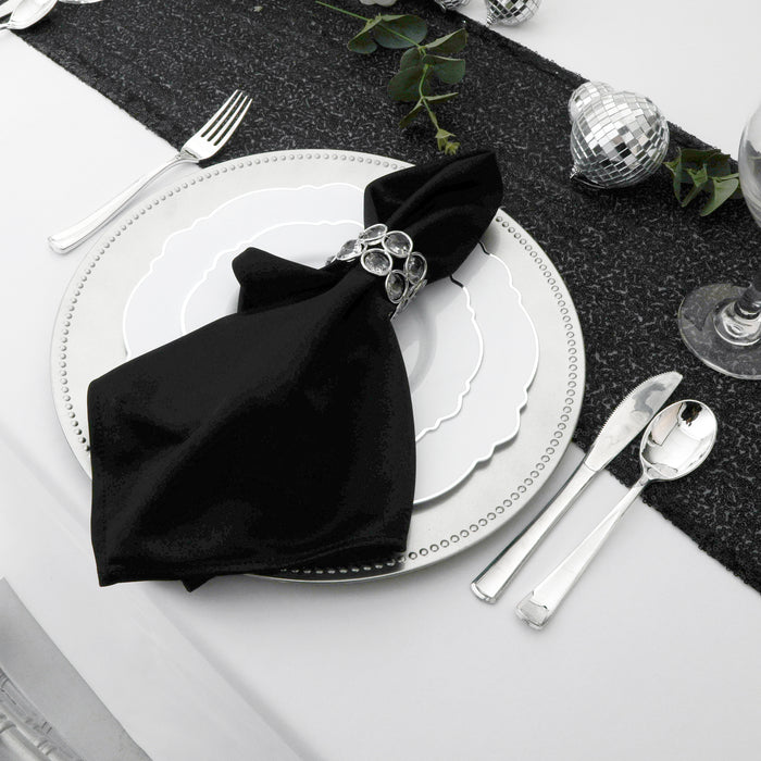 10 pc/pk Crystal Napkin Ring - Silver