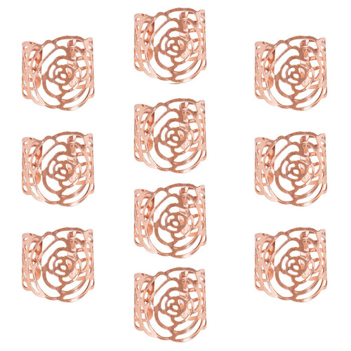10 pc/pk Laser Cut Rose Metal Napkin Ring - Blush/Rose Gold