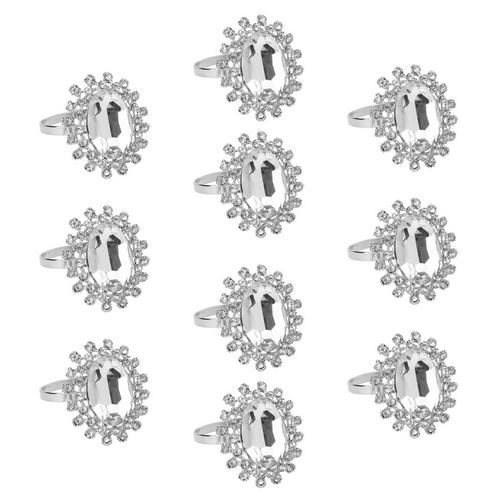 10 pc/pk Royal Diamond Napkin Ring Holder - Silver