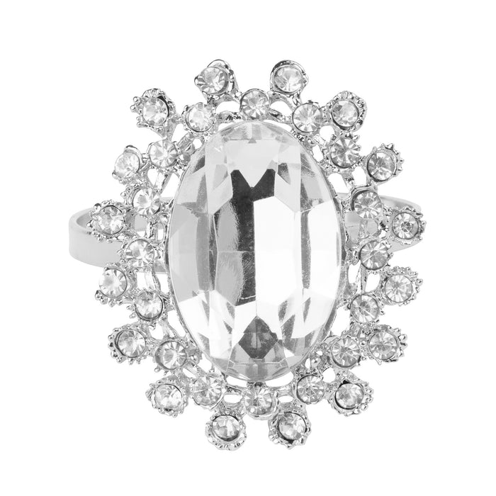 10 pc/pk Royal Diamond Napkin Ring Holder - Silver