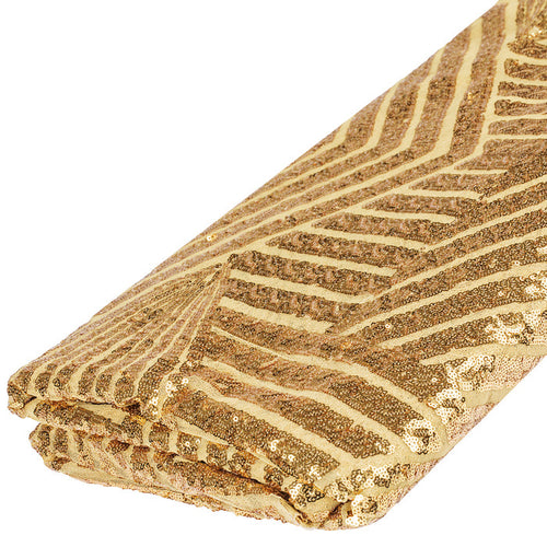 10 yards Geometric Glitz Art Deco Sequins Fabric Bolt - Gold - CV Linens