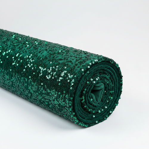 10 yards Sequin Velvet Fabric Roll - Emerald Green
