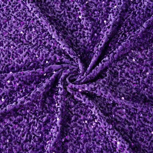 10 yards Sequin Velvet Fabric Roll - Purple