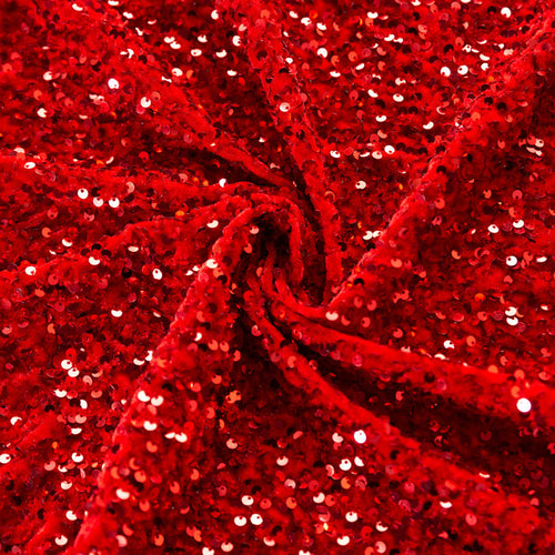 Sequin Velvet Red fabric