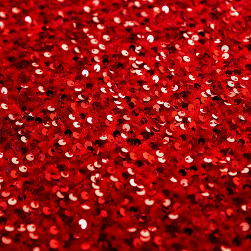 Sequin Velvet Red fabric close up
