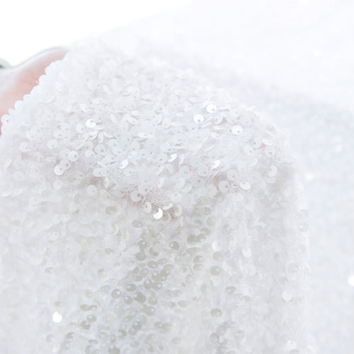 10 yards Sequin Velvet Fabric Roll - White