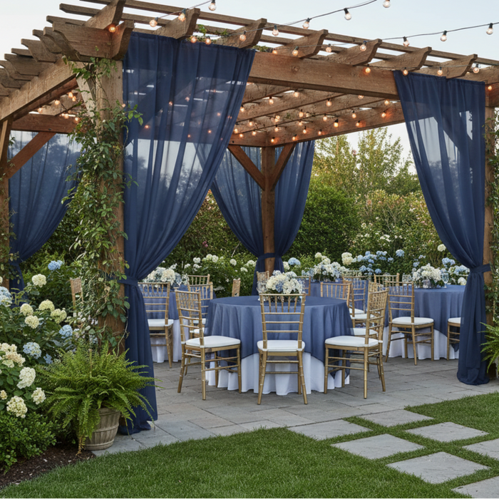 Outdoor Pavilion Navy Drape & Tablecloth