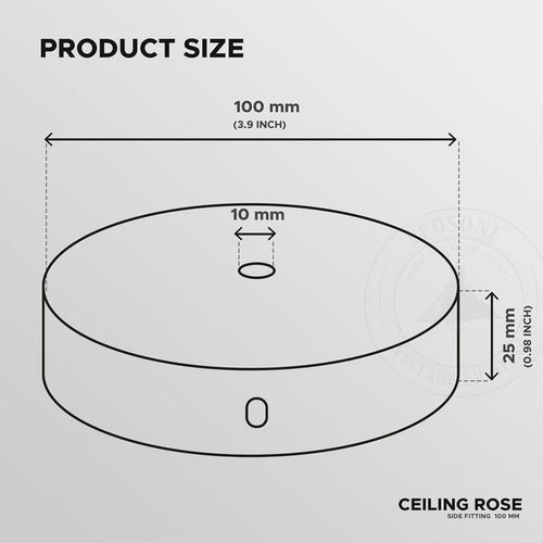 100mm Yellow Brass Metal Round Single Outlet Ceiling Rose ~3094