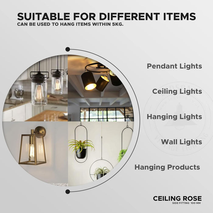 100mm Yellow Brass Metal Round Single Outlet Ceiling Rose ~3094