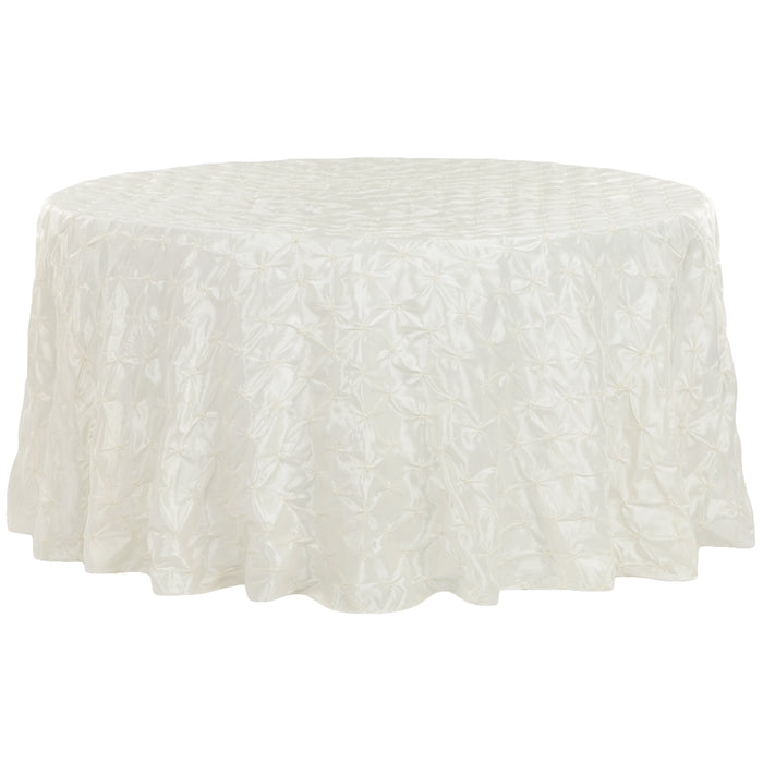 120" Pinchwheel Round Tablecloth - Ivory - CV Linens