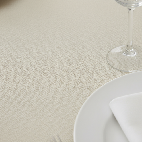 Ivory Round Premium Linen-Look Panama Weave Tablecloth Size: 120 in | Polyester | Wedding | Event | Wholesale by CV Linens