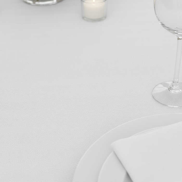 White Round Premium Linen-Look Panama Weave Tablecloth Size: 120 in | Polyester | Wedding | Event | Wholesale by CV Linens