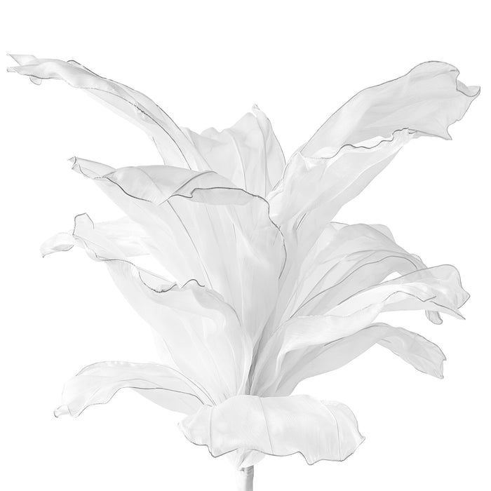 120cm Sculptural Fabric Flower Centerpiece/Floor Stand - White - Front view