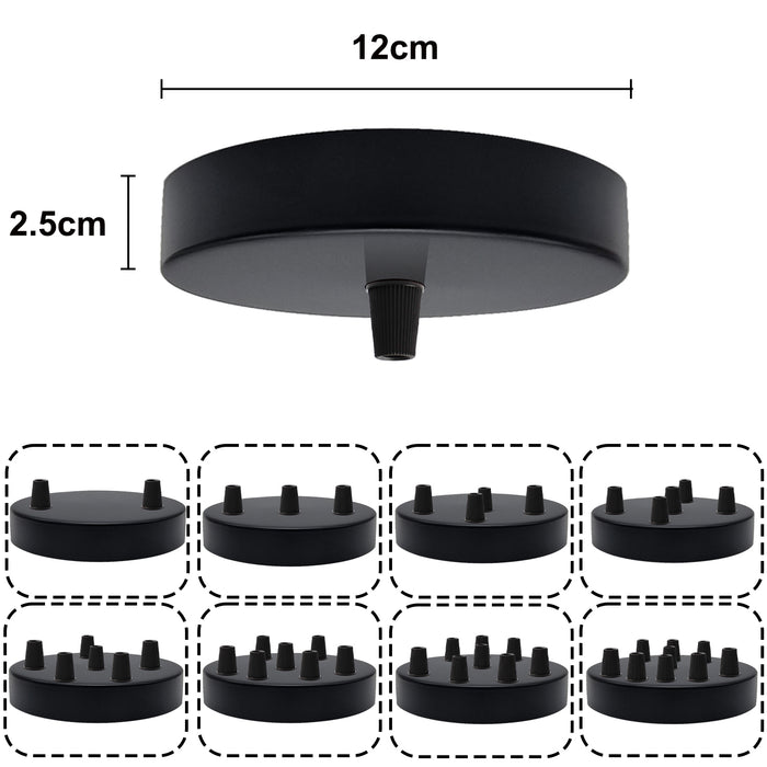 120mm Black Metal 6 Outlet Ceiling Rose Pendant Light Fitting~2778