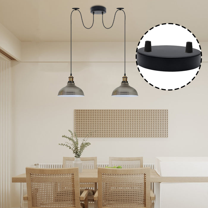 120mm Black Metal 6 Outlet Ceiling Rose Pendant Light Fitting~2778