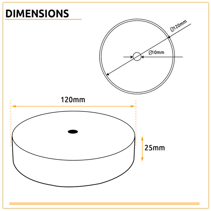 120mm Black Metal 9 Outlet Ceiling Rose Pendant Light Fitting~2775