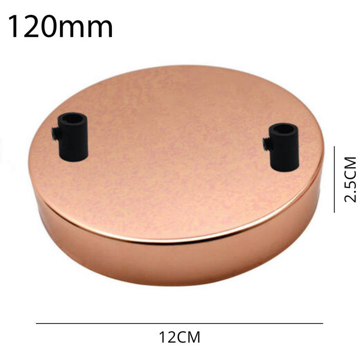 120mm Rose Gold Metal 2 Outlet Ceiling Rose Pendant Light Fitting~2809