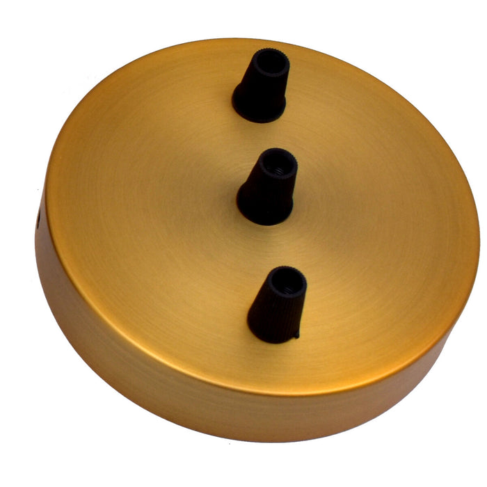 120mm Yellow Brass 3 Outlet Ceiling Rose Pendant Light Fitting ~2754