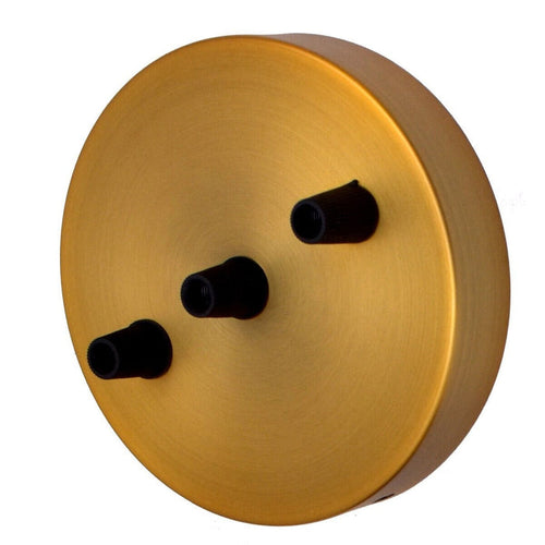 120mm Yellow Brass 3 Outlet Ceiling Rose Pendant Light Fitting ~2754