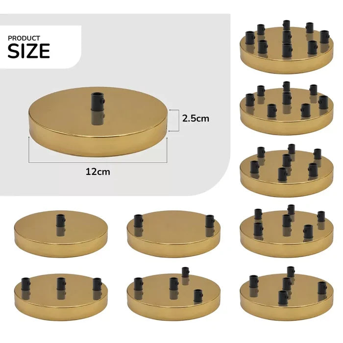 120mm Yellow Brass 7 Outlet Ceiling Rose Pendant Light Fitting~2750