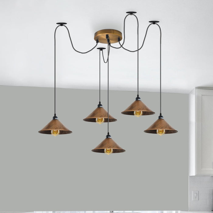 120mm Yellow Brass 7 Outlet Ceiling Rose Pendant Light Fitting~2750
