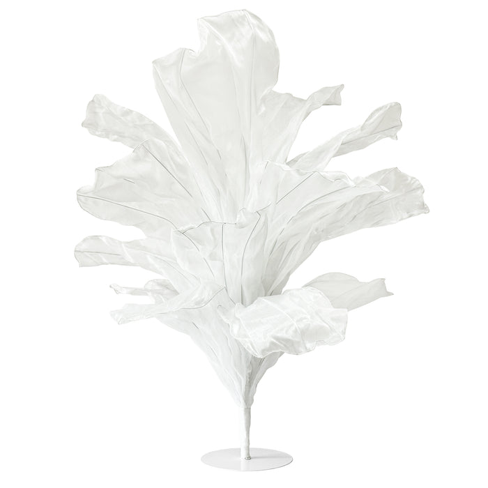 150cm Sculptural Fabric Flower Centerpiece/Floor Stand - Ivory - plain white background
