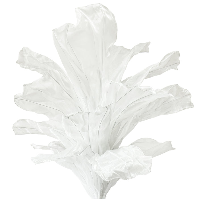 120cm Sculptural Fabric Flower Centerpiece/Floor Stand - Ivory - Front View