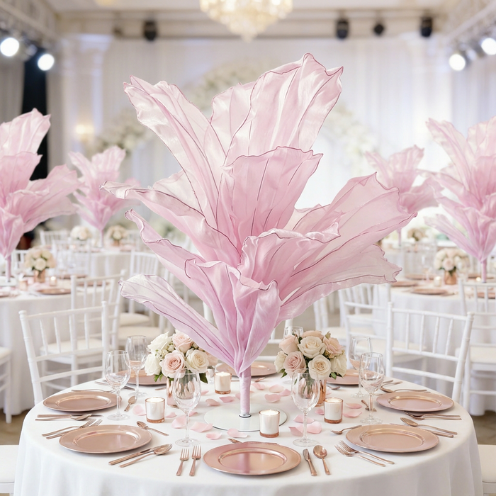 150cm Sculptural Fabric Flower Centerpiece/Floor Stand - Pastel Pink - Elegant Event View