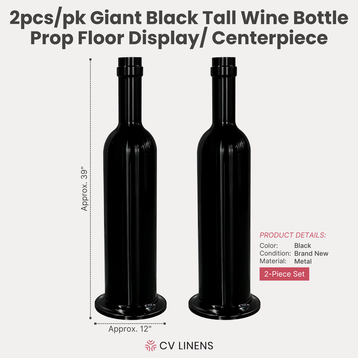2pcs/pk Giant 39" Tall Wine Bottle Prop Floor Display/Centerpiece Black infographic