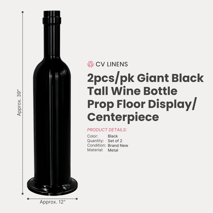 2pcs/pk Giant 39" Tall Wine Bottle Prop Floor Display/Centerpiece Black infographic