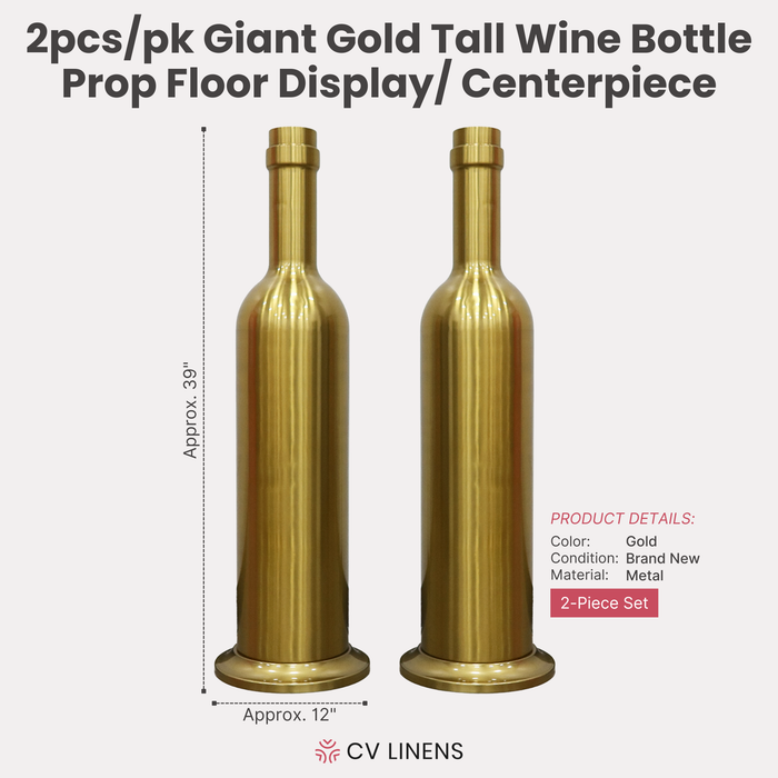 2pcs/pk Giant 39" Tall Wine Bottle Prop Floor Display/Centerpiece Gold bundle infographic
