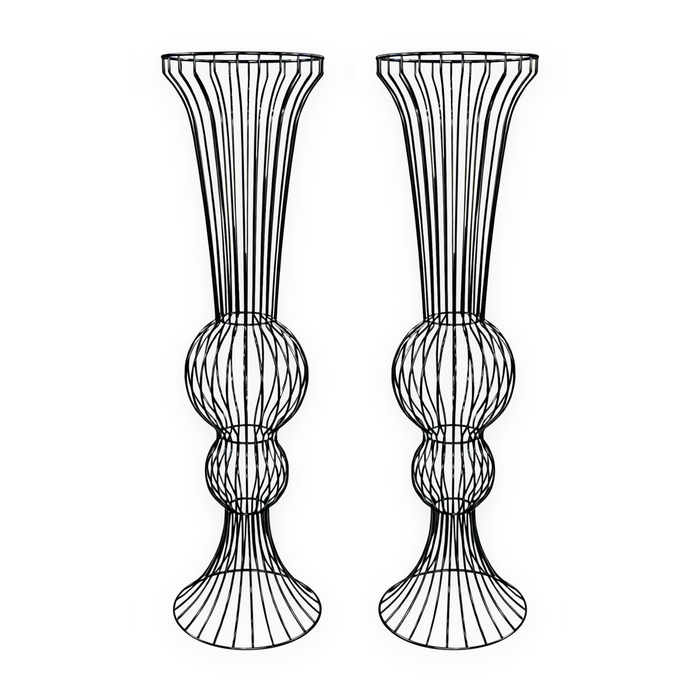 2pcs/set Metal Wire Floral Stand Centerpiece Black bundle