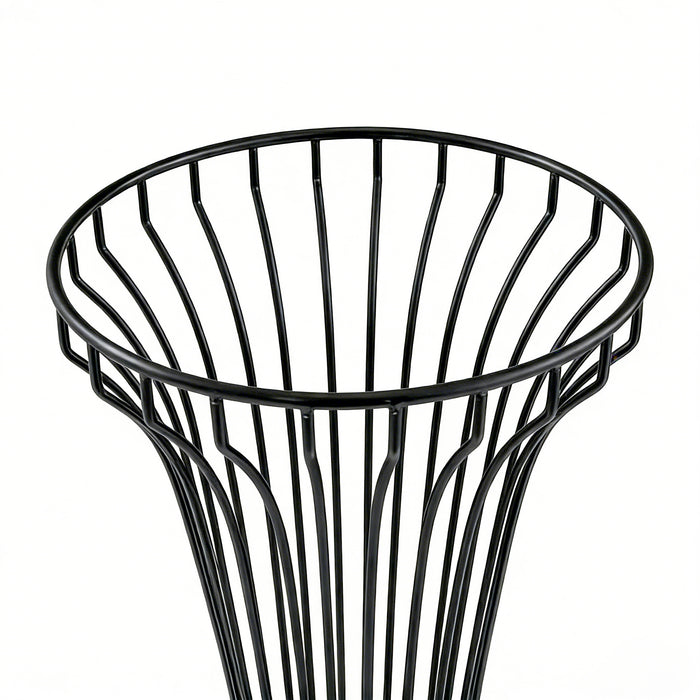 2pcs/set Metal Wire Floral Stand Centerpiece Black top opening close up