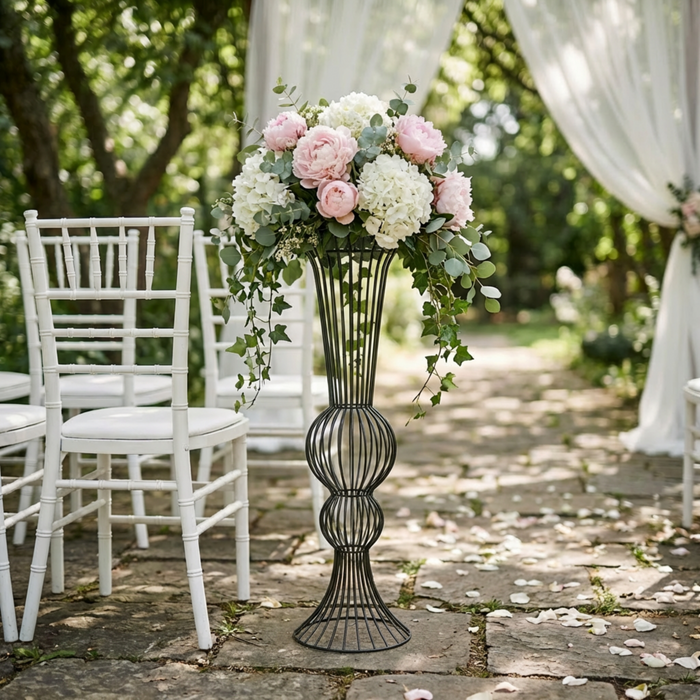 2pcs/set Metal Wire Floral Stand Centerpiece Black - CV Linens