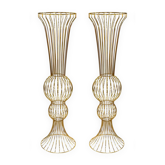 2pcs/set Metal Wire Floral Stand Centerpiece Gold bundle
