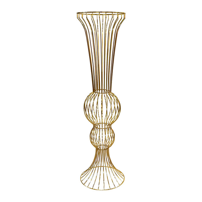 2pcs/set Metal Wire Floral Stand Centerpiece Gold full view