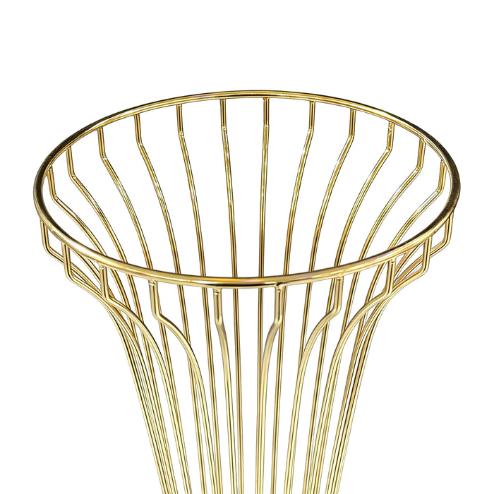 2pcs/set Metal Wire Floral Stand Centerpiece Gold top opening close up