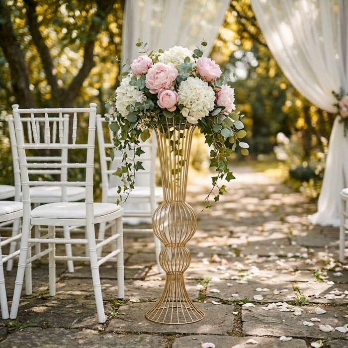 2pcs/set Metal Wire Floral Stand Centerpiece Gold - CV Linens
