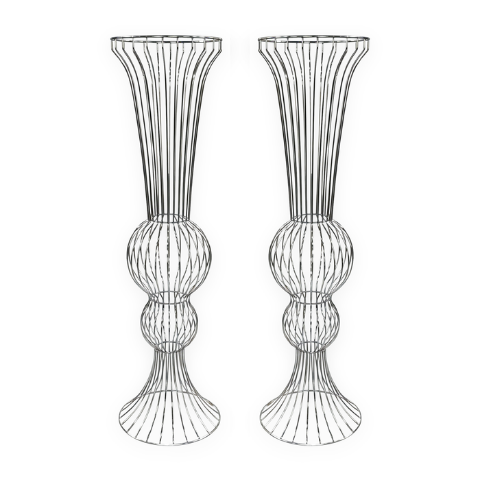 2pcs/set Metal Wire Floral Stand Centerpiece - Silver - CV Linens
