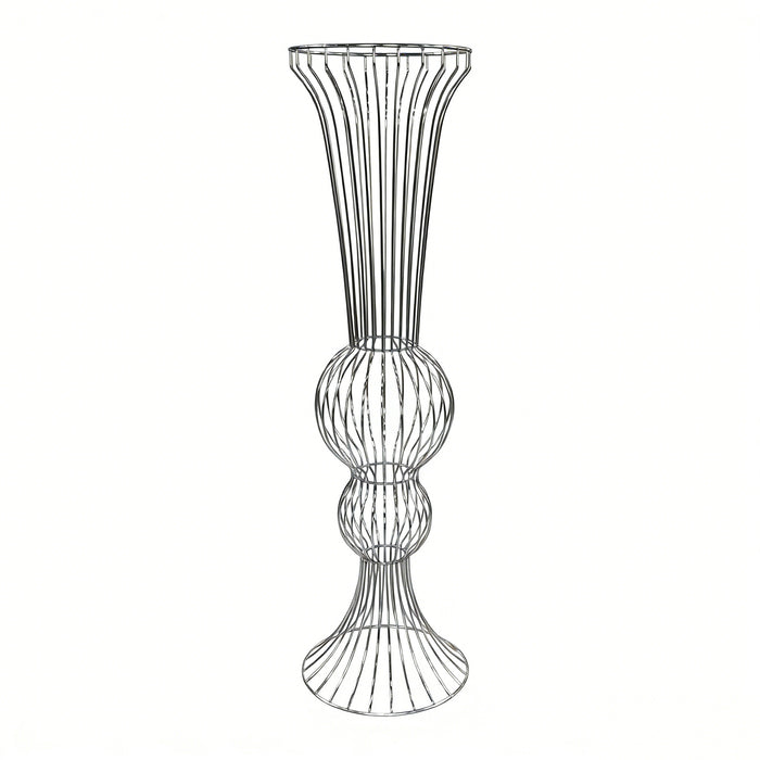 2pcs/set Metal Wire Floral Stand Centerpiece Silver full view