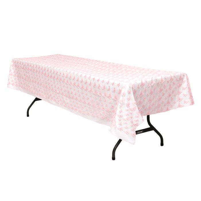 3D Butterfly Sheer Tablecloth  50"x102" Rectangular - Pink