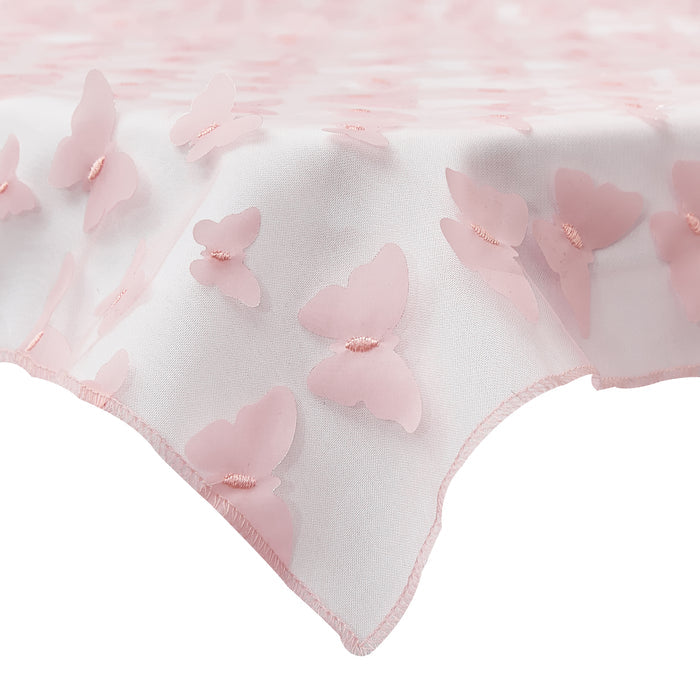 3D Butterfly Sheer Tablecloth  50"x102" Rectangular - Pink