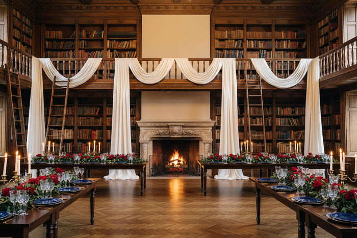 grand opening ceremony with 40 yds Satin Fabric Roll - Ivory
