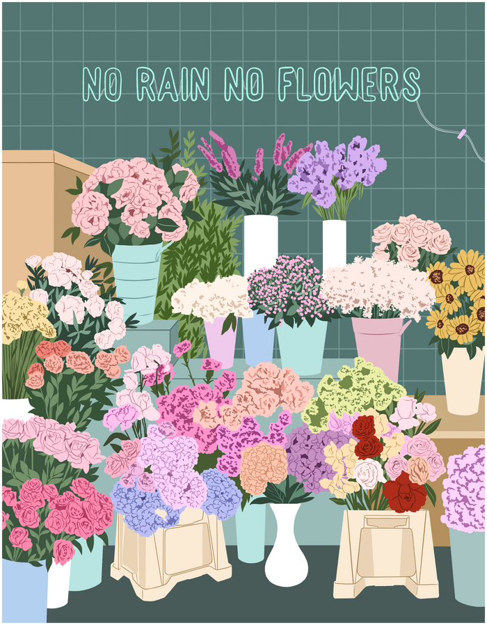 450pc Puzzle & Glue Kit: No Rain No Flowers