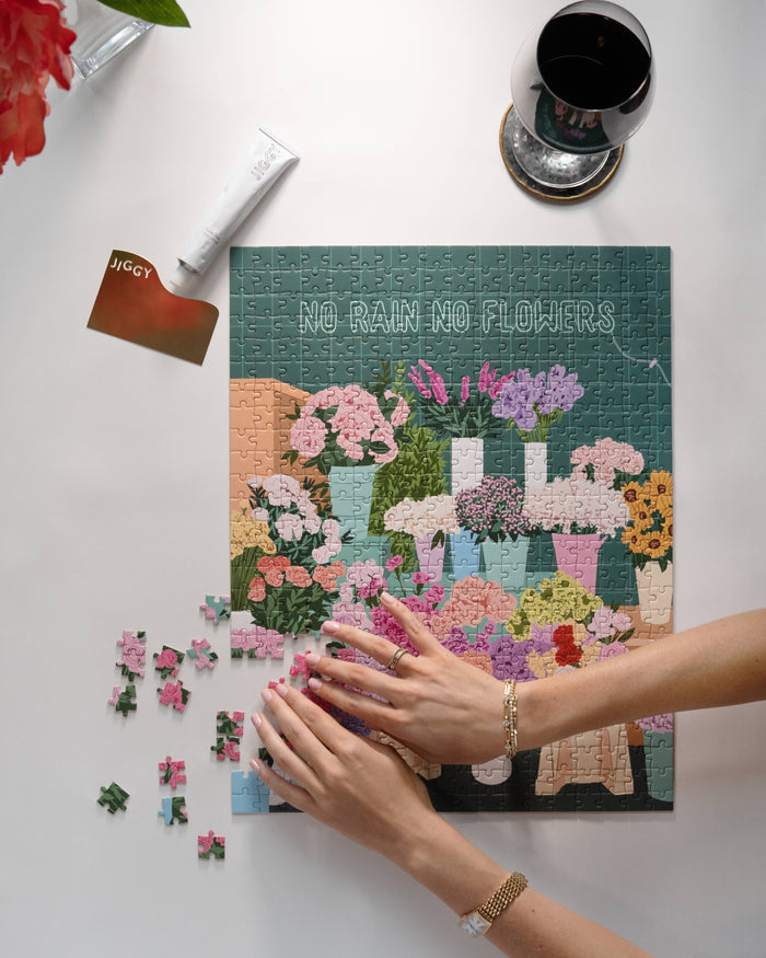450pc Puzzle & Glue Kit: No Rain No Flowers