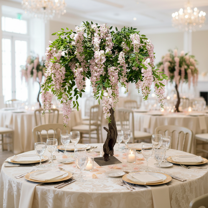 4ft Artificial Pink Wisteria Tree Wedding Centerpiece - Realistic Base