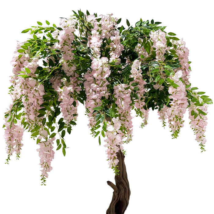 4ft Artificial Pink Wisteria Tree closer look at the top with florals