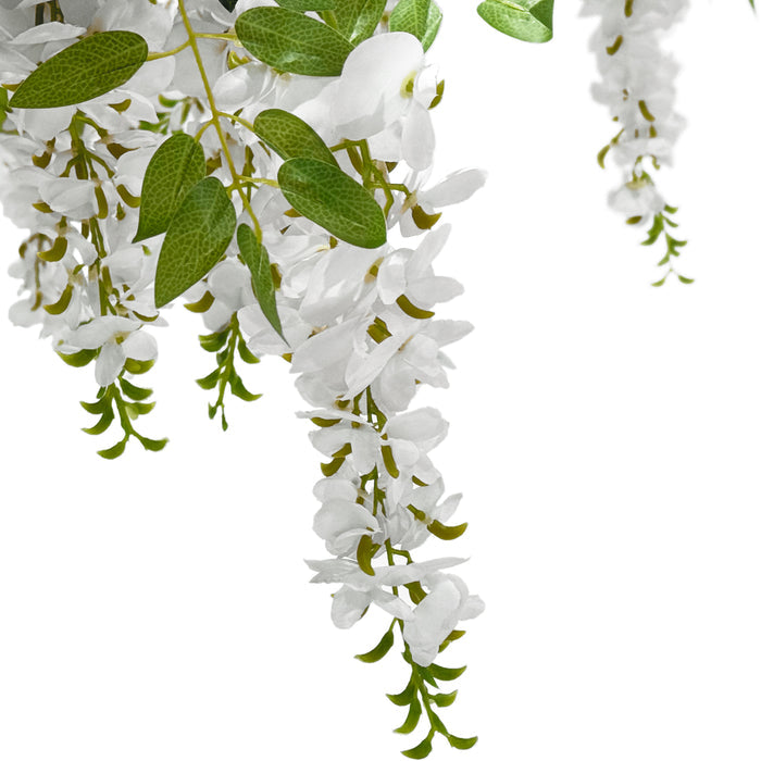 4ft Artificial White Wisteria Tree close up of the wisteria florals