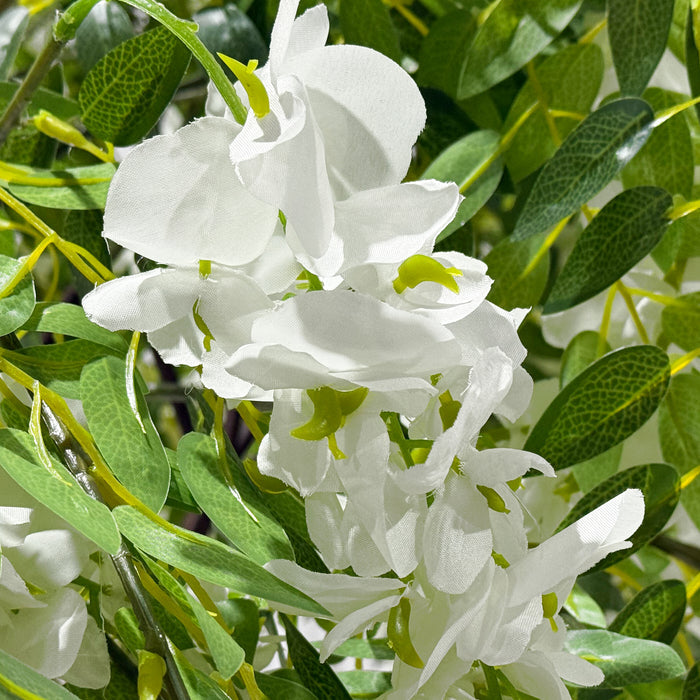 4ft Artificial White Wisteria Tree close up of the wisteria florals