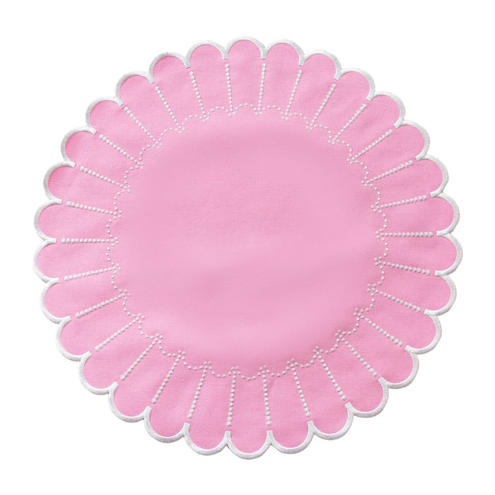 4pc/set Sunburst Edge Placemats Pink/White Trim full view